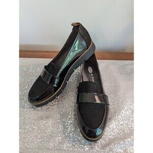 Dr. Scholls Shoes Classic Women's sz 7.5 Black Patent/Faux Suede Loafers Comfort
